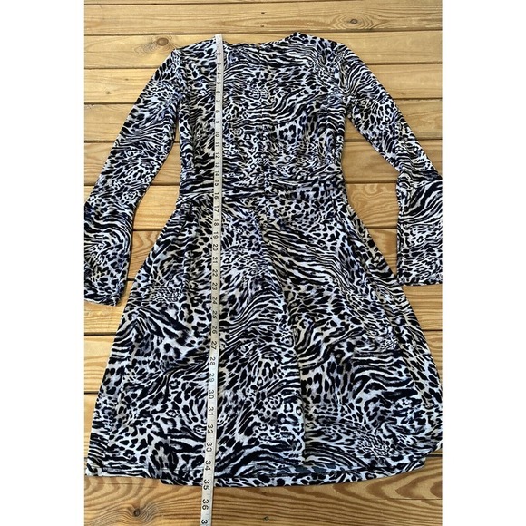 Michael Kors Allover Zebra Print Bell Sleeve Dress Size Small Women’s Black - Picture 5 of 7
